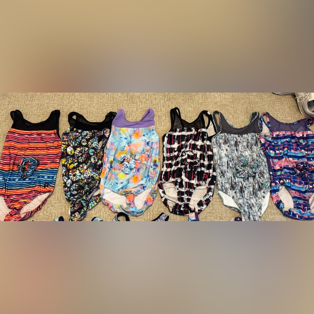 Set of Plum mesh gymnastics leotards
